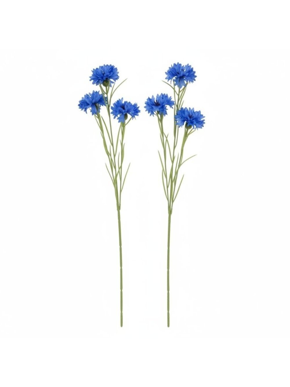 Artificial Blue Cornflower Stems Faux Wildflower Floral Decor Wedding